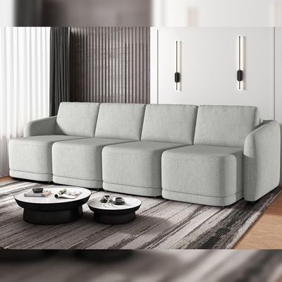 Sofá Cama para Sala de Estar 4 Lugares 316cm Montserrat K01 Linho Cinza - Lyam Decor