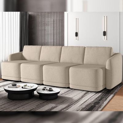 Sofá Cama para Sala de Estar 4 Lugares 356cm Montserrat K01 Linho Bege - Lyam Decor