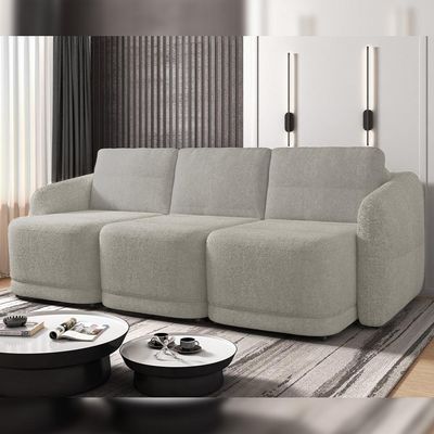 Sofá Cama para Sala de Estar 3 Lugares 306cm Montserrat K01 Bouclê Bege - Lyam Decor