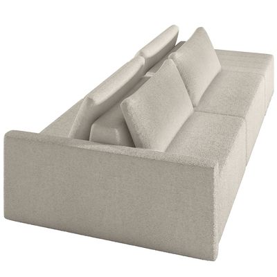 Sofá Ilha Modular para Sala 232cm com Puff Dublin K01 Bouclê Bege - Lyam Decor