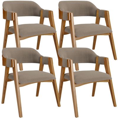 Kit 04 Cadeiras Para Sala de Jantar e Estar Living Estofada Suran L02 Bouclê Bege - Lyam