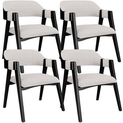 Kit 04 Cadeiras Para Sala de Jantar e Estar Living Estofada Suran L02 Preto Bouclê Cru - Lyam