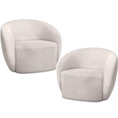Kit 02 Poltronas Decorativas Para Sala de Estar Living Gliese K01 Bouclê Creme - Lyam Decor