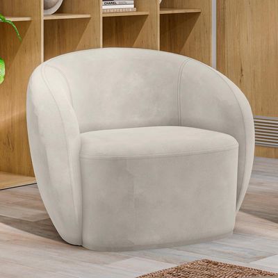 Kit 02 Poltronas Decorativas Para Sala de Estar Living Gliese K01 Veludo Bege - Lyam Decor