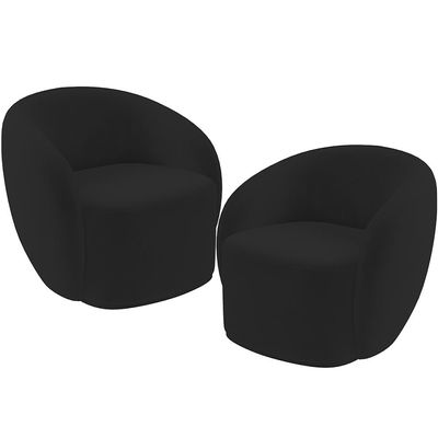 Kit 02 Poltronas Decorativas Para Sala de Estar Living Gliese K01 Veludo Preto - Lyam Decor