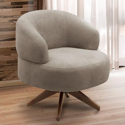 Poltrona Decorativa Giratória Sala de Estar Living Seven F04 Bouclê Castor - Lyam Decor