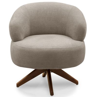 Poltrona Decorativa Giratória Sala de Estar Living Seven F04 Bouclê Castor - Lyam Decor