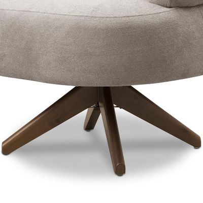 Poltrona Decorativa Giratória Sala de Estar Living Seven F04 Bouclê Castor - Lyam Decor