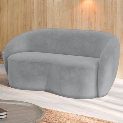 Sofá 3 Lugares 160cm Sala de Estar Living Oscar K01 Veludo Cinza - Lyam Decor