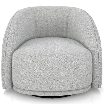 Poltrona Decorativa Giratória Angelina M03 Linho Cinza Claro - Lyam Decor