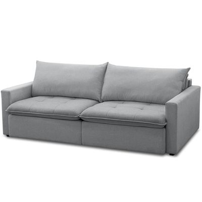 Sofá Cama Retrátil Reclinável Para Sala de Estar 208cm Lari F04 Linho Cinza - Lyam Decor
