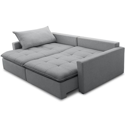 Sofá Cama Retrátil Reclinável Para Sala de Estar 208cm Lari F04 Linho Cinza - Lyam Decor