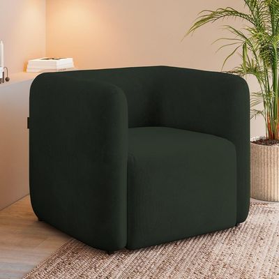 Kit 02 Poltronas Decorativas Para Sala de Estar Fixa Living Peônia K01 Veludo Verde - Lyam Decor