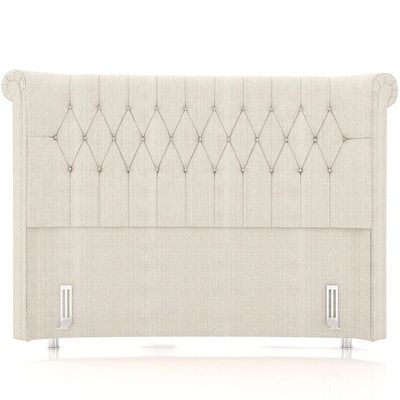 Cabeceira Cama Box Casal 140cm Estofada Meora P05 Linho Creme - Lyam Decor