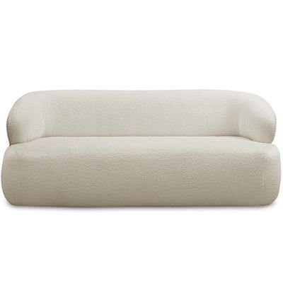 Sofá 2 Lugares Curvo Orgânico Para Sala Living 150cm Barolo L06 Bouclê Off White - Lyam Decor