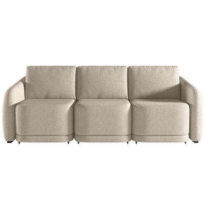 Sofá Cama para Sala de Estar 4 Lugares 336cm Montserrat K01 Linho Bege - Lyam Decor