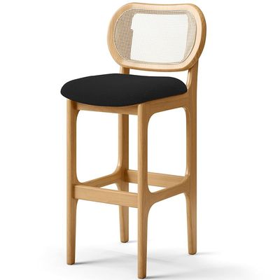 Banqueta Alta Para Cozinha Bancada Sala Tela Betta Fixa L02 Bouclê Preto - Lyam