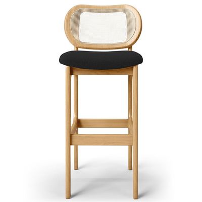 Banqueta Alta Para Cozinha Bancada Sala Tela Betta Fixa L02 Bouclê Preto - Lyam