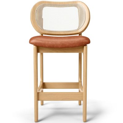 Kit 2 Banquetas Baixa Bar Cozinha Sala de Jantar Betta L02 Mel Tela Couríssimo Camel - Lyam Decor