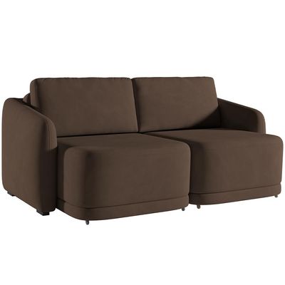 Sofá Cama para Sala de Estar 3 Lugares 236cm Montserrat K01 Veludo Marrom - Lyam Decor