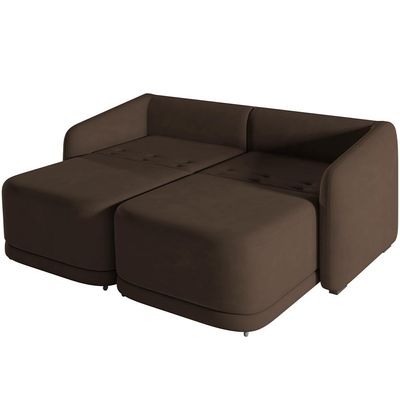 Sofá Cama para Sala de Estar 3 Lugares 236cm Montserrat K01 Veludo Marrom - Lyam Decor