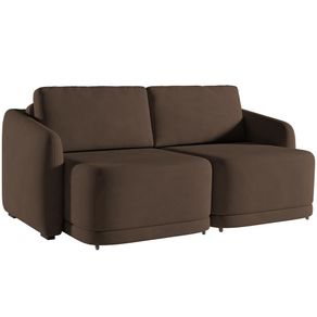 Sofá Cama para Sala de Estar 2 Lugares 216cm Montserrat K01 Veludo Marrom - Lyam Decor