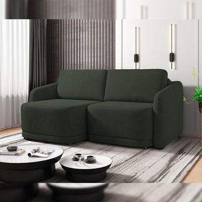Sofá Cama para Sala de Estar 2 Lugares 216cm Montserrat K01 Veludo Verde - Lyam Decor