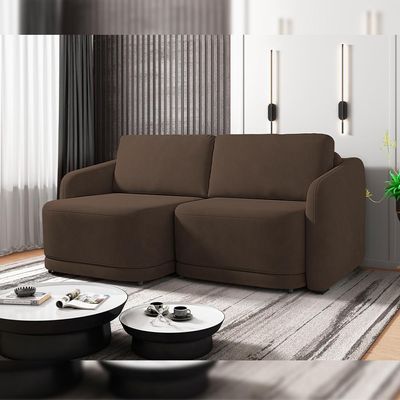 Sofá Cama para Sala de Estar 2 Lugares 216cm Montserrat K01 Veludo Marrom - Lyam Decor