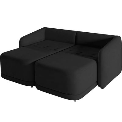 Sofá Cama para Sala de Estar 2 Lugares 216cm Montserrat K01 Veludo Preto - Lyam Decor