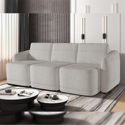 Sofá Cama para Sala de Estar 4 Lugares 336cm Montserrat K01 Bouclê Creme - Lyam Decor