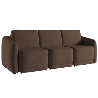Sofá Cama para Sala de Estar 4 Lugares 336cm Montserrat K01 Veludo Marrom - Lyam Decor