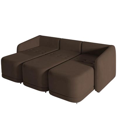 Sofá Cama para Sala de Estar 4 Lugares 336cm Montserrat K01 Veludo Marrom - Lyam Decor