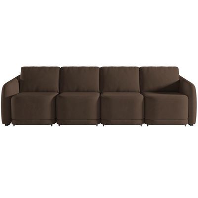 Sofá Cama para Sala de Estar 4 Lugares 356cm Montserrat K01 Veludo Marrom - Lyam Decor
