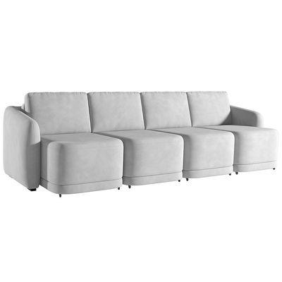 Sofá Cama para Sala de Estar 4 Lugares 356cm Montserrat K01 Veludo Cinza - Lyam Decor