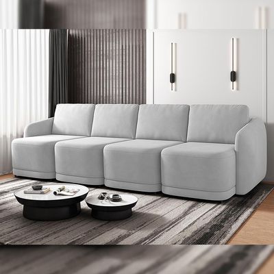 Sofá Cama para Sala de Estar 4 Lugares 356cm Montserrat K01 Veludo Cinza - Lyam Decor