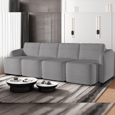 Sofá Cama para Sala de Estar 4 Lugares 316cm Montserrat K01 Bouclê Cinza - Lyam Decor