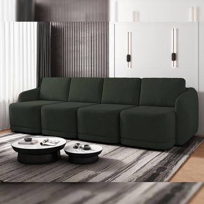 Sofá Cama para Sala de Estar 4 Lugares 316cm Montserrat K01 Veludo Verde - Lyam Decor