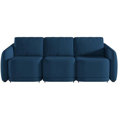Sofá Cama para Sala de Estar 4 Lugares 336cm Montserrat K01 Veludo Azul Marinho - Lyam Decor