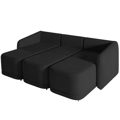 Sofá Cama para Sala de Estar 4 Lugares 336cm Montserrat K01 Veludo Preto - Lyam Decor