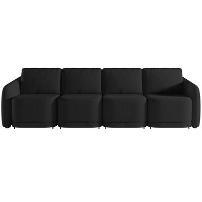Sofá Cama para Sala de Estar 5 Lugares 436cm Montserrat K01 Veludo Preto - Lyam Decor