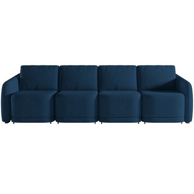 Sofá Cama para Sala de Estar 5 Lugares 436cm Montserrat K01 Veludo Azul Marinho - Lyam Decor