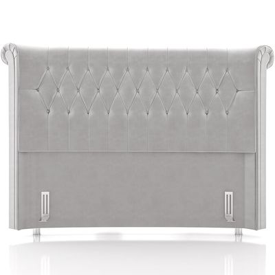 Cabeceira Cama Box Casal 140cm Estofada Meora P05 Veludo Cinza - Lyam Decor