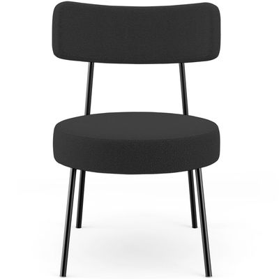 Kit 02 Poltronas Decorativas Para Sala De Estar Base Fixa Londres L02 Bouclê Preto - Lyam