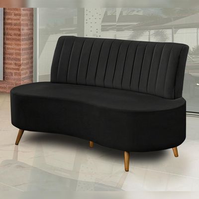 Sofá Decorativo 1,60M 2 Lugares Katara Veludo Preto - Gran Belo