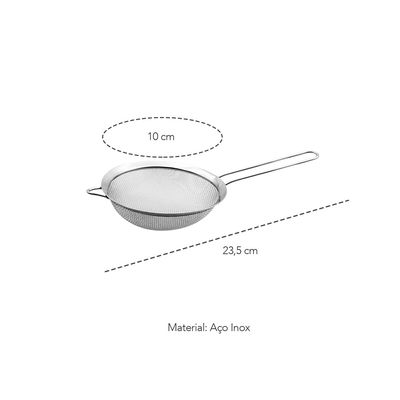 Peneira Inox Cabo Aço Cozinha Confeitaria 10cm