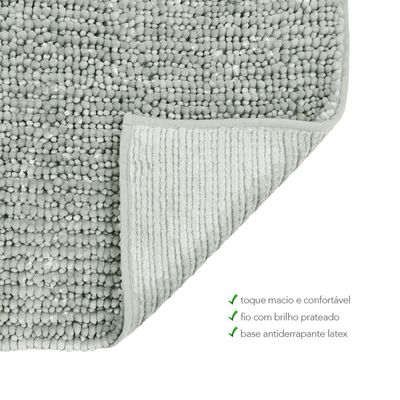 Tapete Antiderrapante Cinza Fio Prateado Banheiro 60x120cm