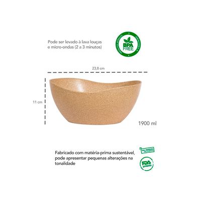 Tigela Funda Saladeira Pote Bowl ECO Cerejeira 1,9L