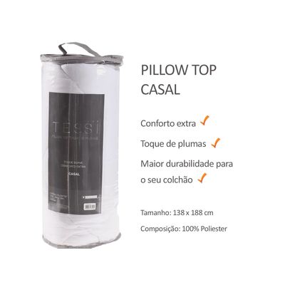 Capa Colchao Pillow Top CASAL Toque Plumas Macio Branco 1un