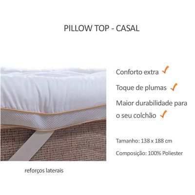 Capa Colchao Pillow Top CASAL Branco Toque Plumas Macio 1un