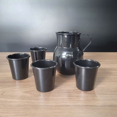 Jarra Moringa Bojuda 1L e Copos Aluminio Preto 5un